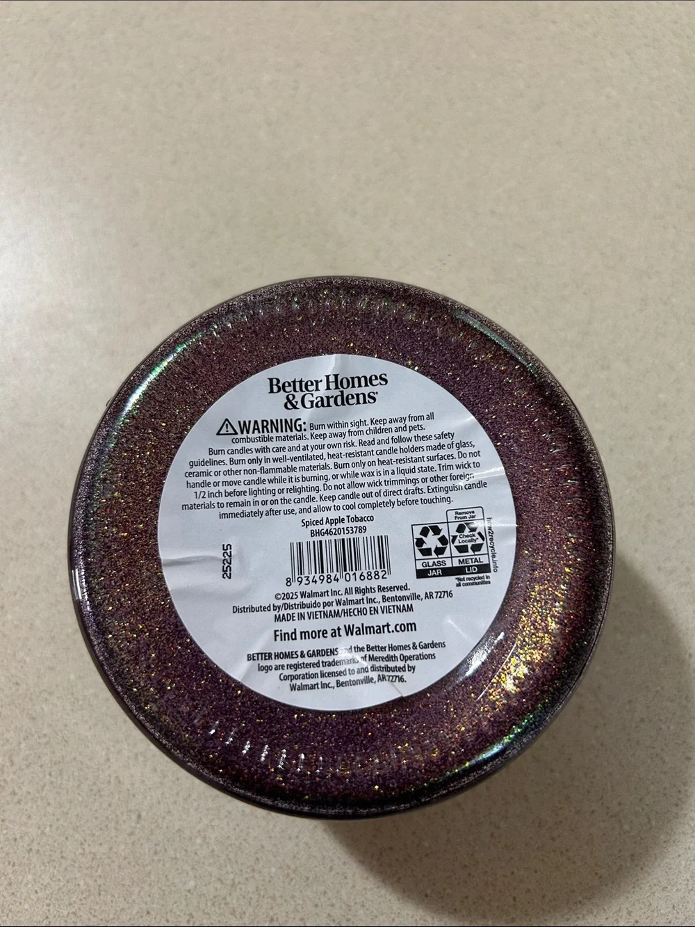 Better Homes And Gardens Spiced Apple Tobacco Jar Candle - Purple